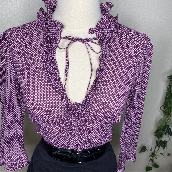 J. Crew Tops - J. Crew Plum Purple Ruffle Blouse 4 XS
